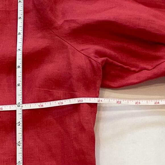 VTG Old Navy Red Linen Long Sleeve Boho Embroidered V-Neck Tunic/Cover-Up Size L - Picture 12 of 14